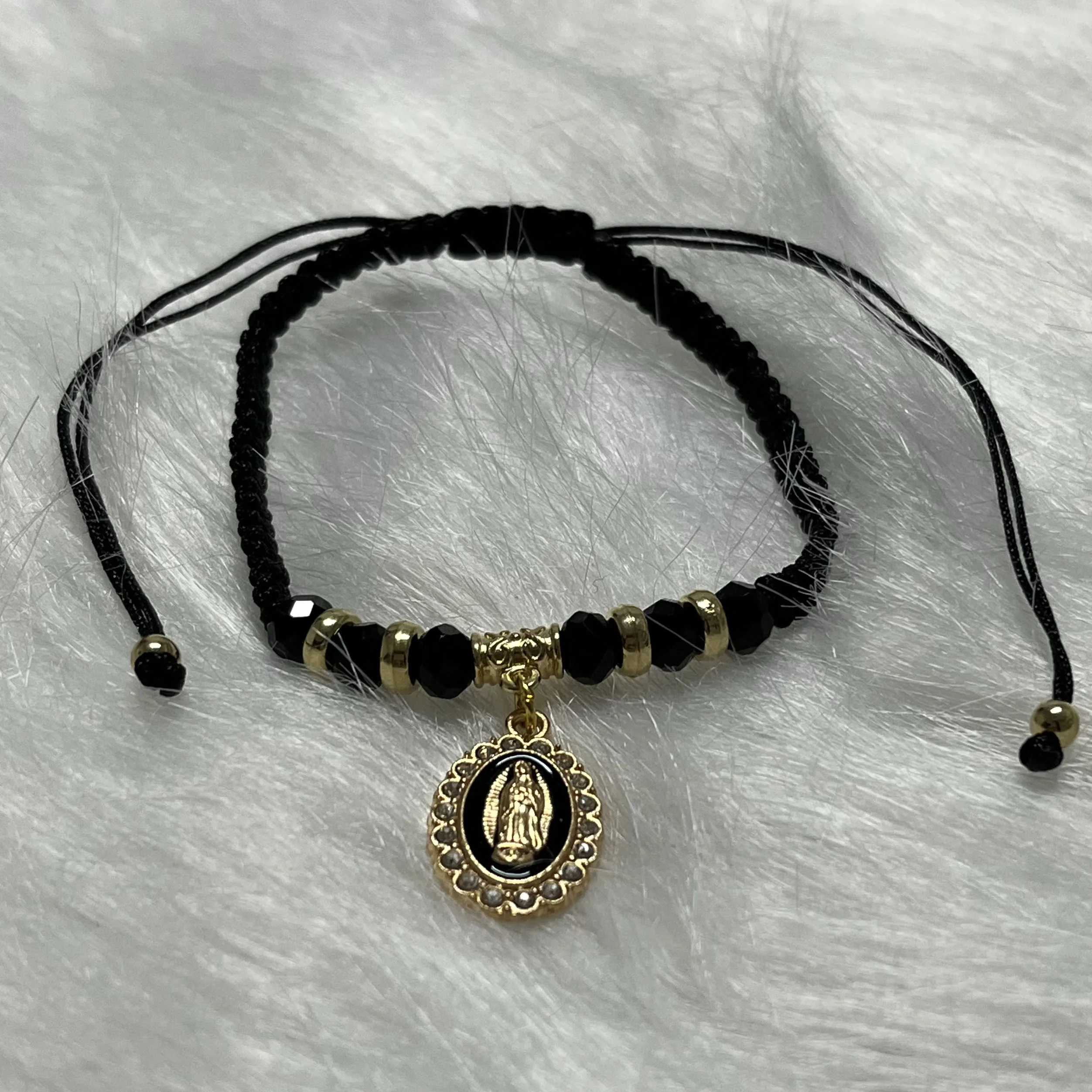 12 pcs our Lady of Guadalupe Virgin Knotted Adjustable Women\'s Bracelet Religious Available in a variety of colors tochoose from