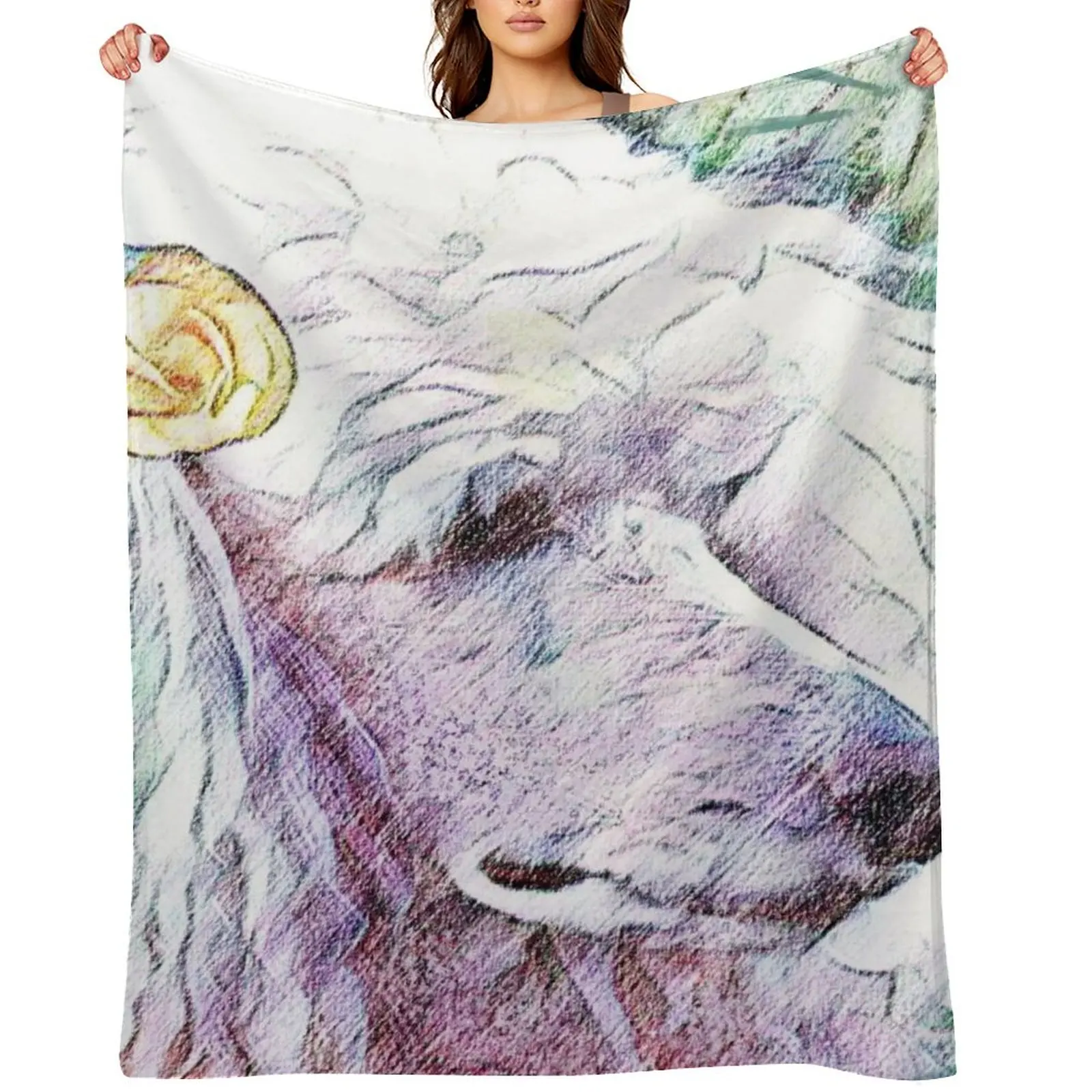 Poodle with gardenia Throw Blanket Luxury Throw valentine gift ideas Kid'S Beach bed plaid Designers Blankets