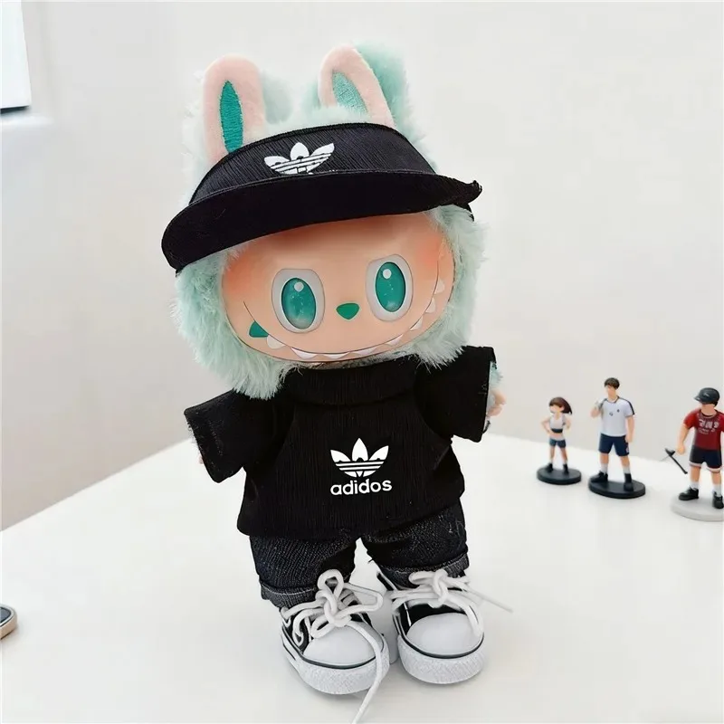 15 17 سنتيمتر ل Labubu دمية الرياضة تي شيرت الجينز فستان أطفال مع سروال داخلي الزي الملابس الكورية المعبود العصرية Adi قبعة بيسبول الملابس والاكسسوارات #5
