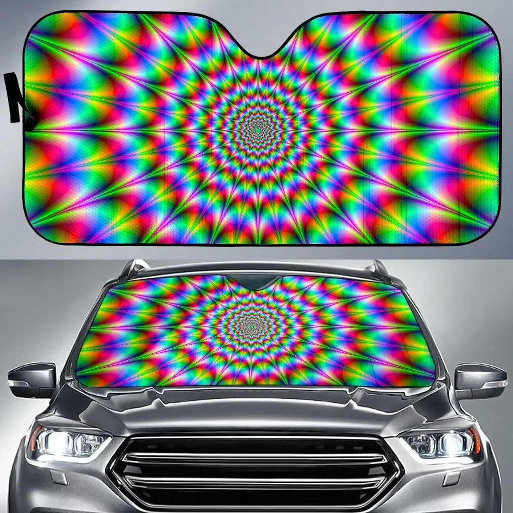 Spiky Psychedelic Optical Illusion Car Sun Shade