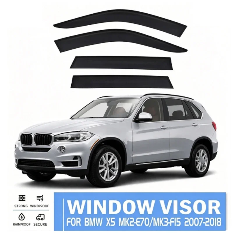 Window Visors For BMW X5 MK2-E70-MK3-F15 2007-2018 4pcs Side Window Rain Guard Wind Deflector Vent Visor for Car Windows