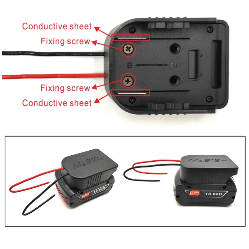 Zwinky – adaptateur de connecteur de batterie au Lithium 18V, pour Makita Bosch, avec fil M & B18V, bricolage, outils électriques