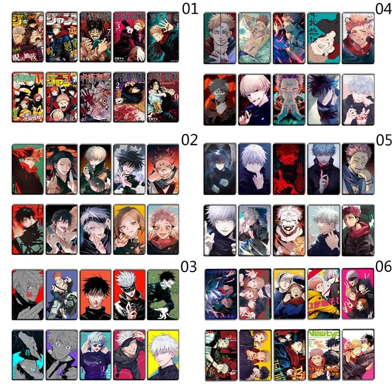 10PCS/Set Anime Jujutsu Kaisen Card Sticker Crystal LOMO Cards Stickers Photocards ID BUS Card Stickers for Fans Collection