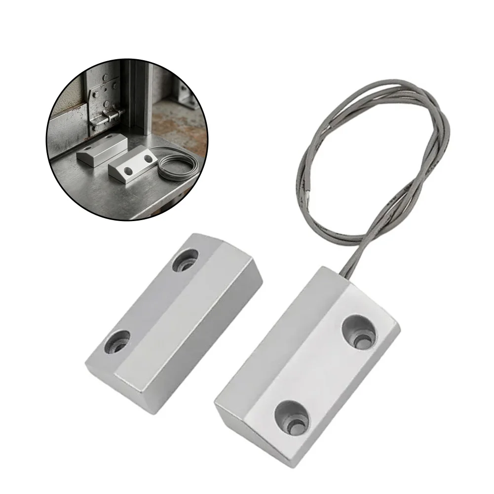 2PCS HC56 Magnetic Window Sensors for Home Security System Real Time Monitoring Door Contact Alarm Silver Metal