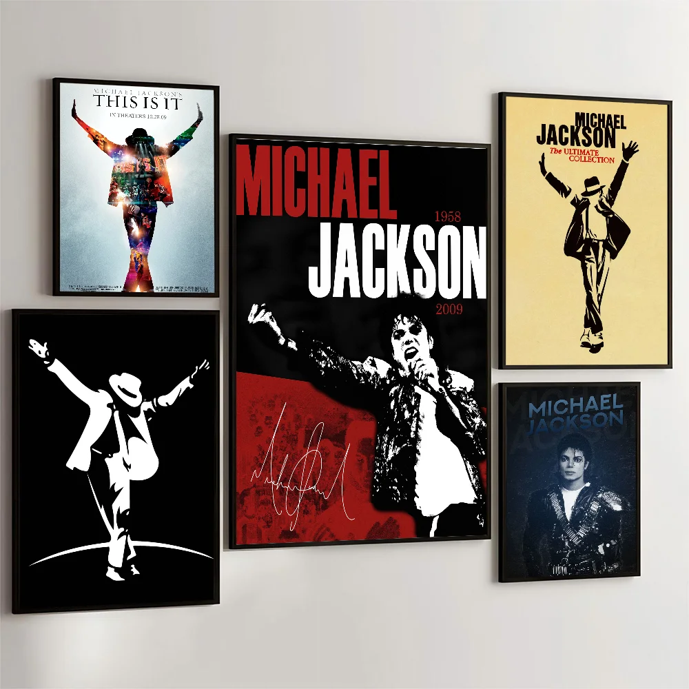 1PC Michael Jackson Poster Movie Sticky Posters Retro Kraft Paper Sticker DIY Room Bar Cafe Aesthetic Art Wall Painting