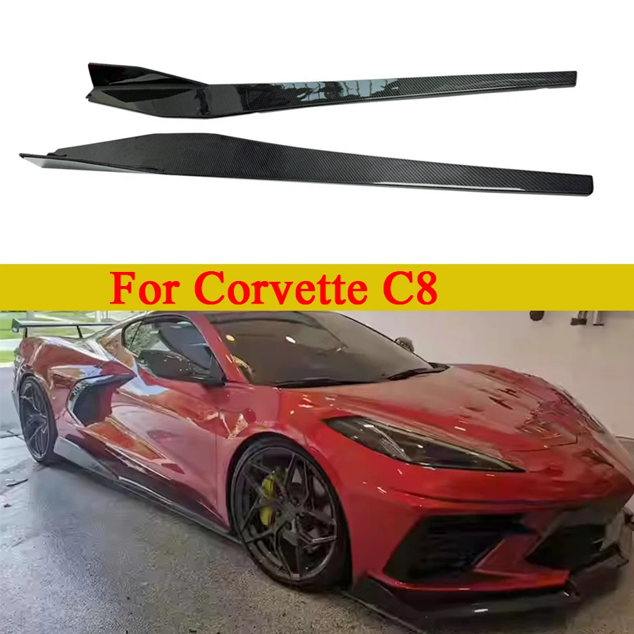 For Chevy corvette C8 Z06 2020+ Carbon Fiber Side Skirt Splitters Cupwings Winglets Canards Apron Bumper Side Skirts Cover