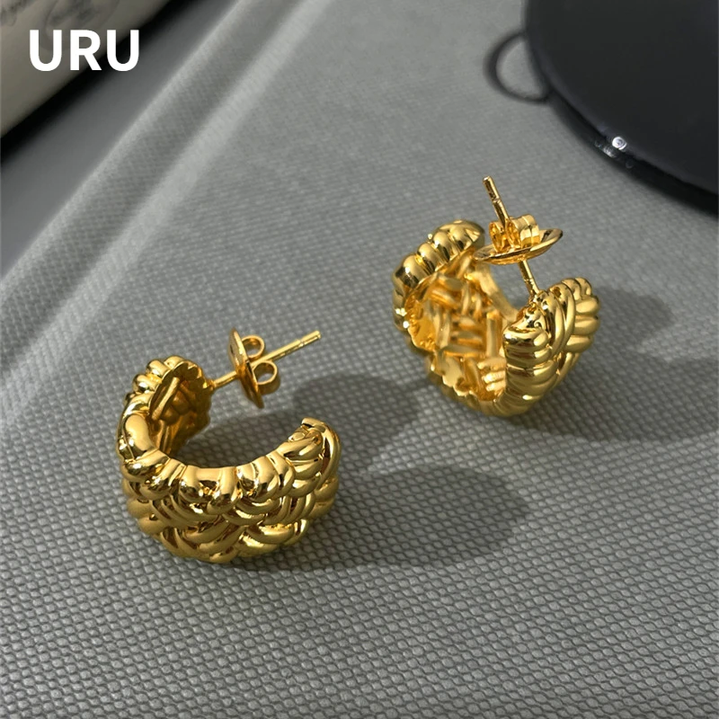 Fashion Jewelry Vintage Temperament Metal Wide Hoop Earrings For Women Party Gifts Simply Design Ear Accessories 2025 Trend New