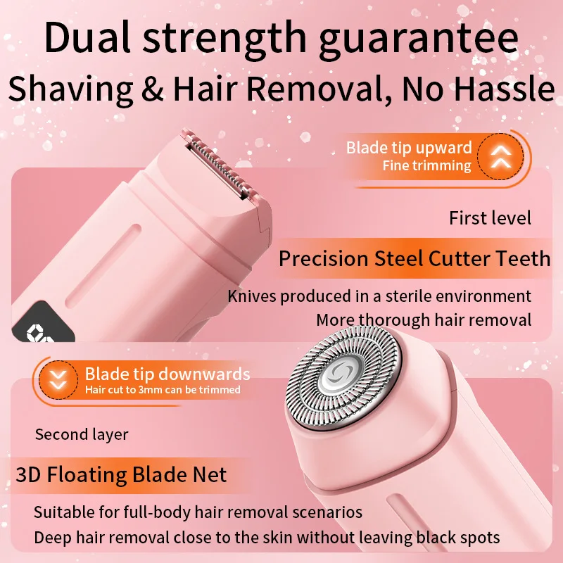 2 in 1 Double Head Electric Shaver Women's Hair Removal Device for Body Leg Bikini Electric Hair Remover Trimmer Straight Razor