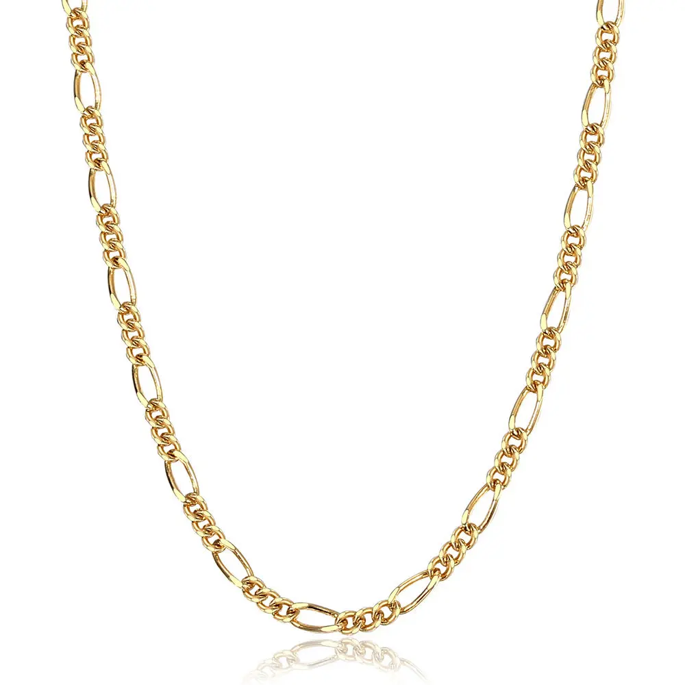 

2mm Stainless Steel Link Chain Necklace Choker for Men Women Figaro Gold Tone Jewelry 18inch GN493