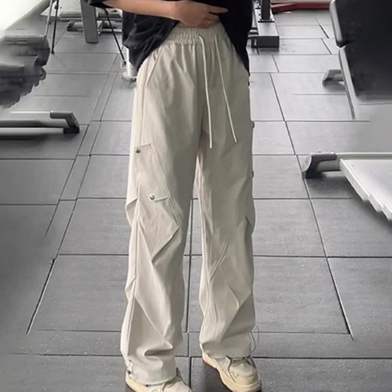 

Washed Overalls Men's Summer Thin Quick-drying Pants American Wide-leg Casual Trousers