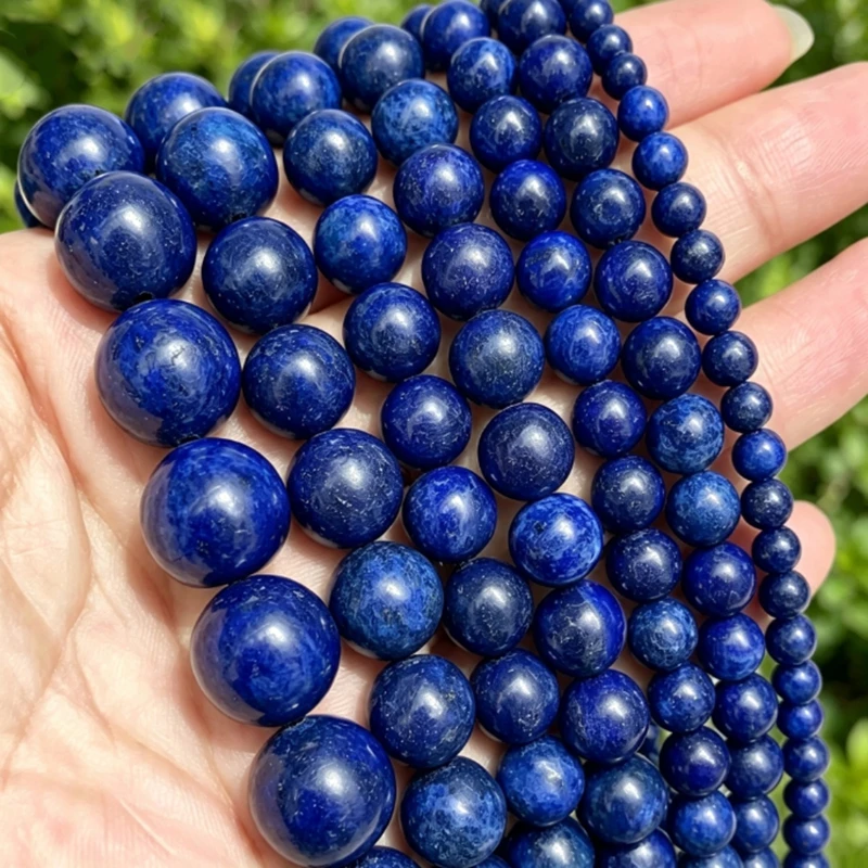Natural Stone lapis lazuli Beads Round Loose Spacer 4 6 8 10mm Pick Size For Jewelry Making DIY Necklace Bracelet Accessory