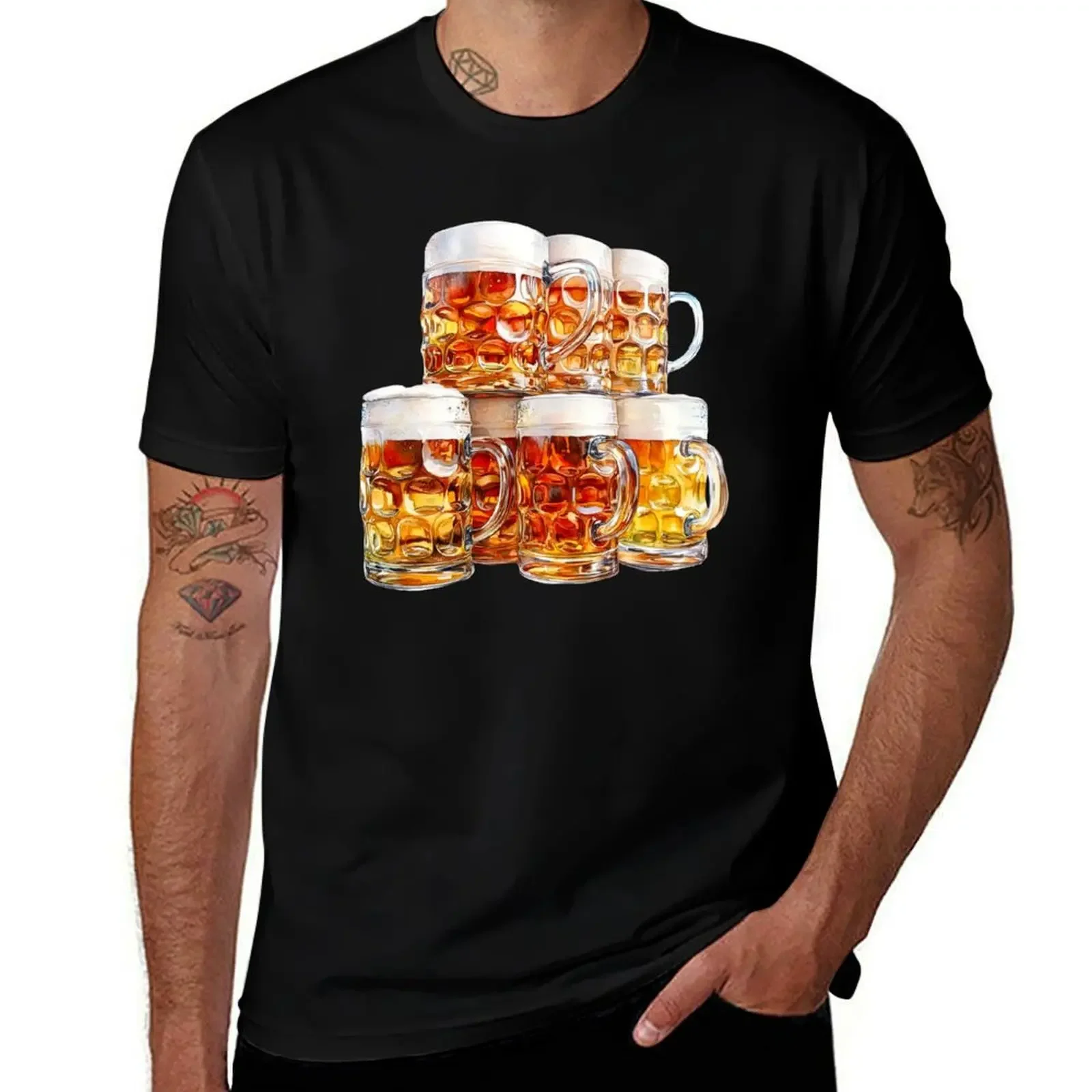 

Oktoberfest Beer Mugs with Golden Foam and Bubbles T-Shirt for a boy T-shirts oversize kawaii clothes mens graphic t-shirts pack