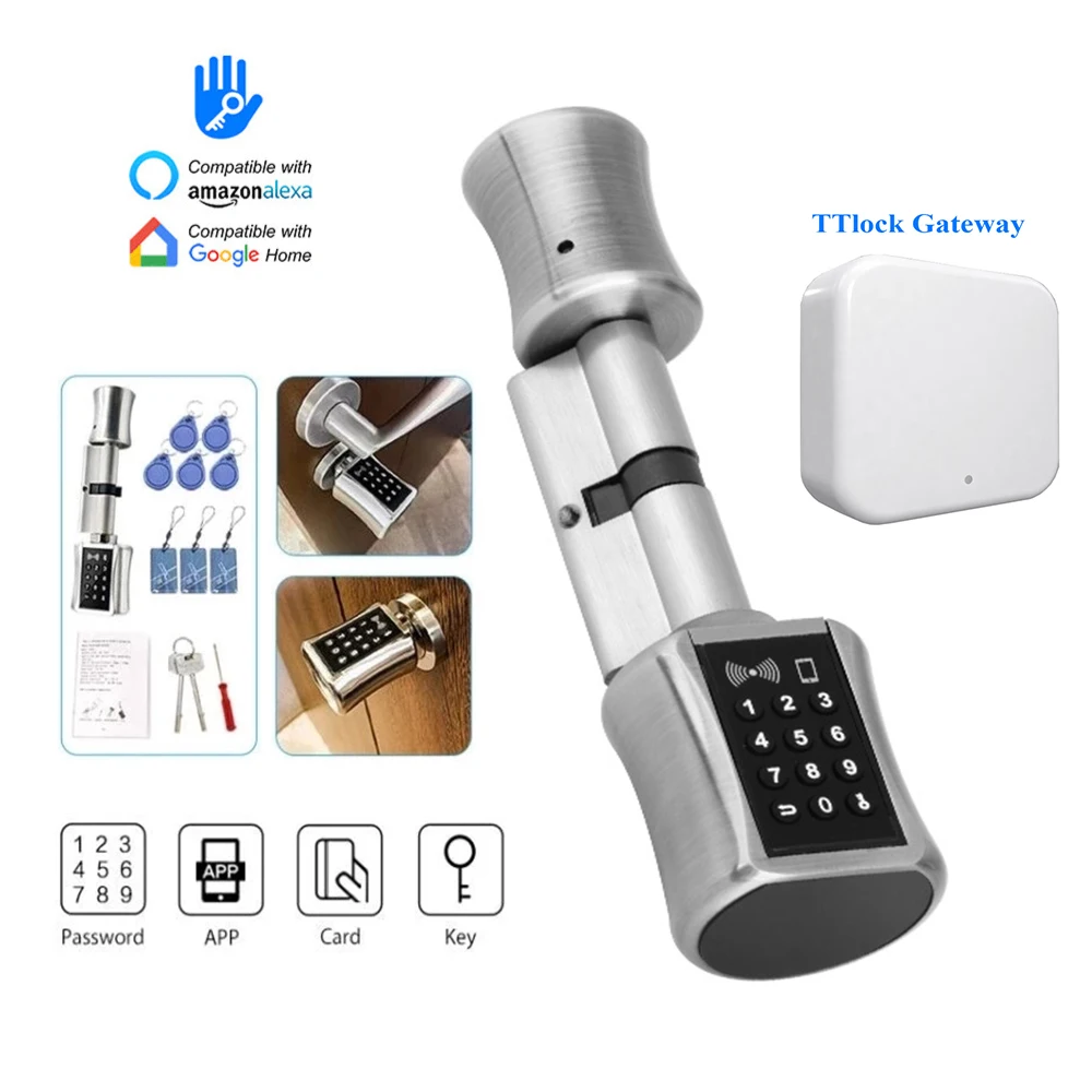 TTLock Bluetooh Remote Control Keyless Electronic APP Wifi Lock Digital Code RFID Card Smart Cylinder Door Lock Home Apartments