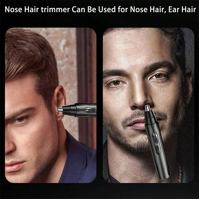 ماكينة تشذيب شعر الأنف الكهربائية المحمولة باللون الأسود، ماكينة تشذيب شعر الأنف والأذن والأنف، ماكينة تشذيب شعر الأنف الاحترافية غير المؤلمة للرجال والنساء ﻿