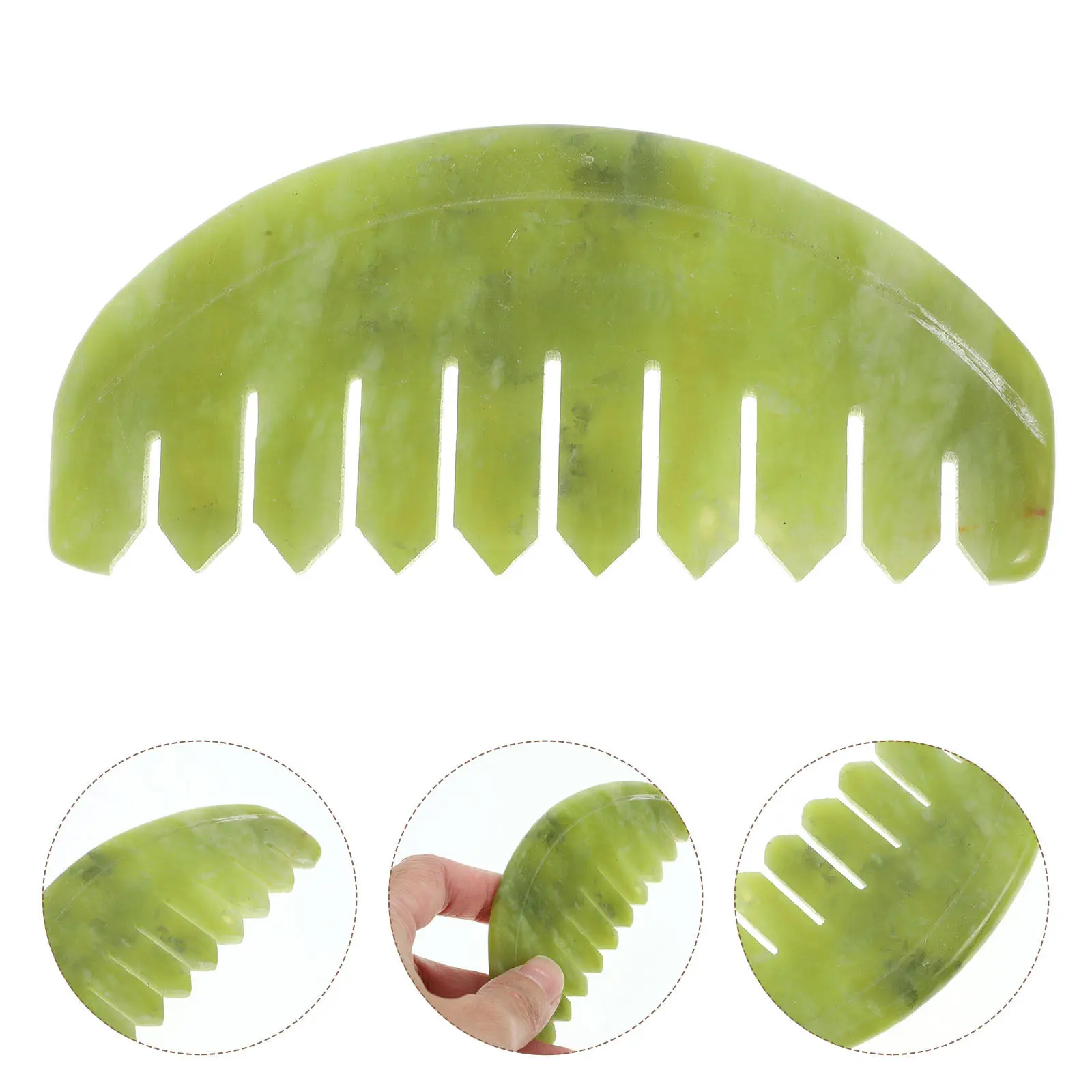 

Jade Massager Comb Scalp Massage Tool Creative Wide Tooth No Static Anti Scratch Smooth Surface Family Travel Use
