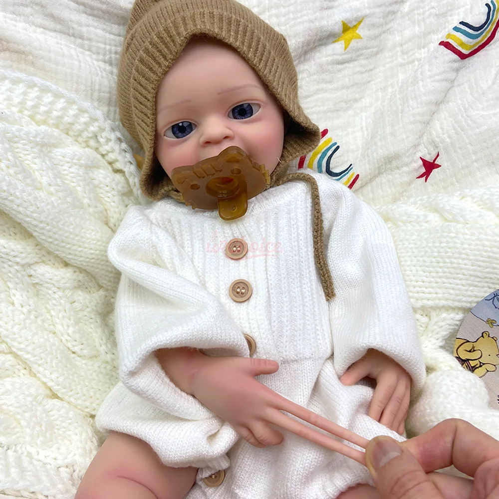 18-calowa Realistyczna Lalka Reborn z Otwartymi Oczami, Miękka Silikonowa Lalka Reborn Chłopiec, Ręcznie Robiona, Miękka w Dotyku, Noworodek dla Dzieci, Prezent na Urodziny