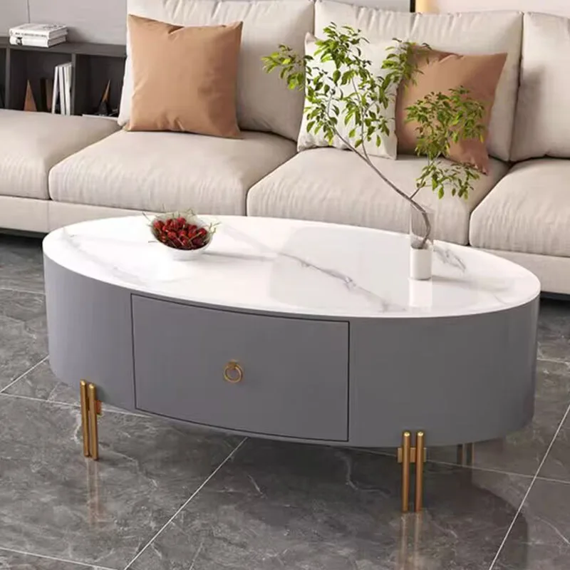 

Simple Modern Coffee Tables Marble Effect White Nordic Oval Side Table Aesthetic Legs Metal Table Basse De Salon Home Furniture