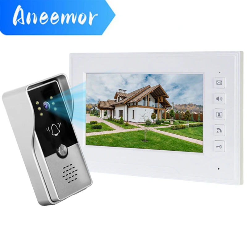 

7 Inch Video Door Phone 720P Doorbell Camera Apartment Remote Access Control Wired Visual Intercom for Home Security System