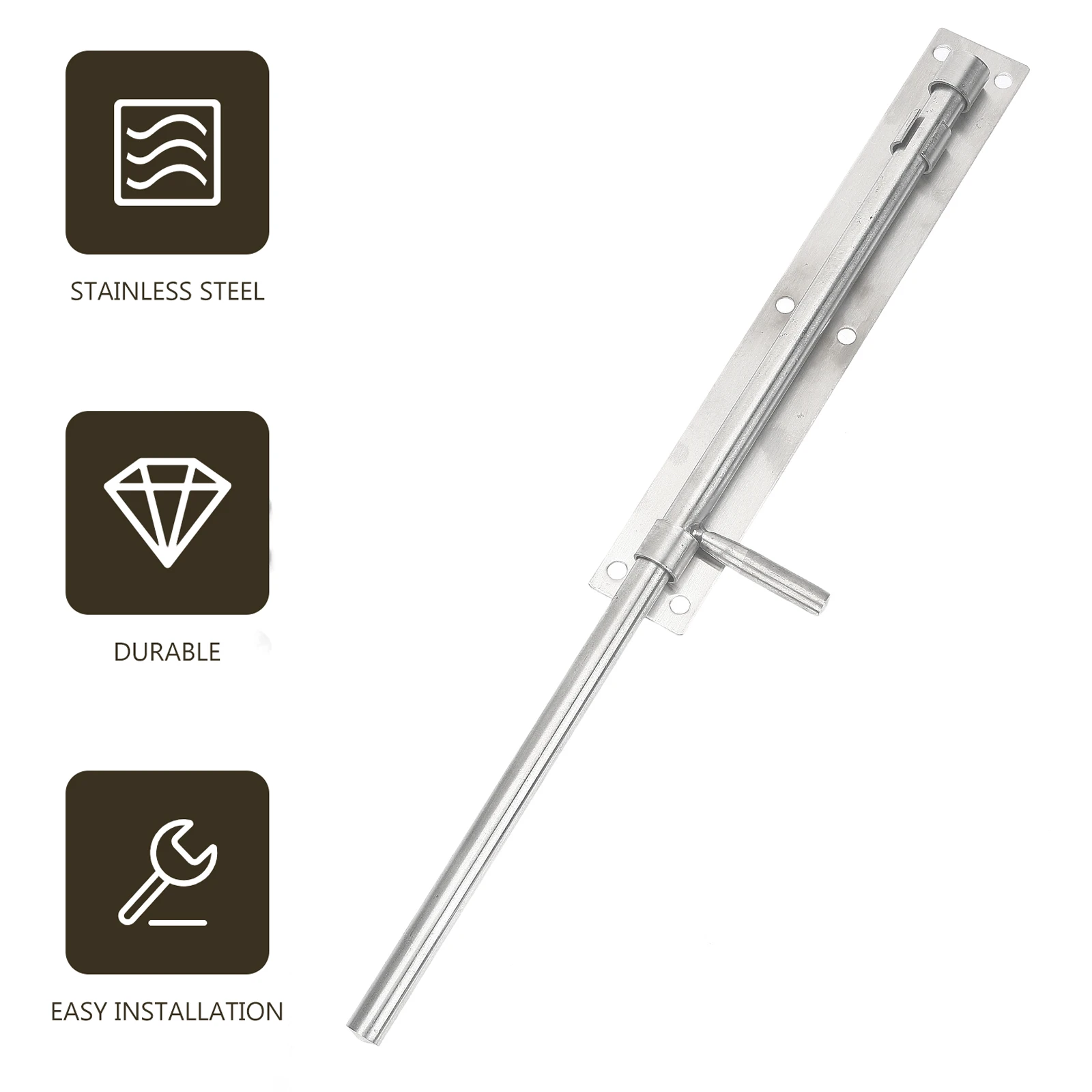 

Heavy Duty Stainless Steel Barrel Bolt Latch Rustproof Lock Slide Gate Thickened Silver Surface Screws Fix Vertical Horizontal