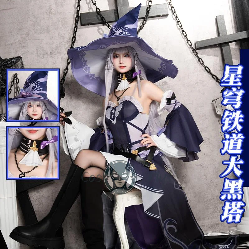 

New Game Herta Cosplay Costume Honkai：Star Rail Full Set Purple Magic Dress Hat Uniform Halloween Anime Party Play Role Clothes