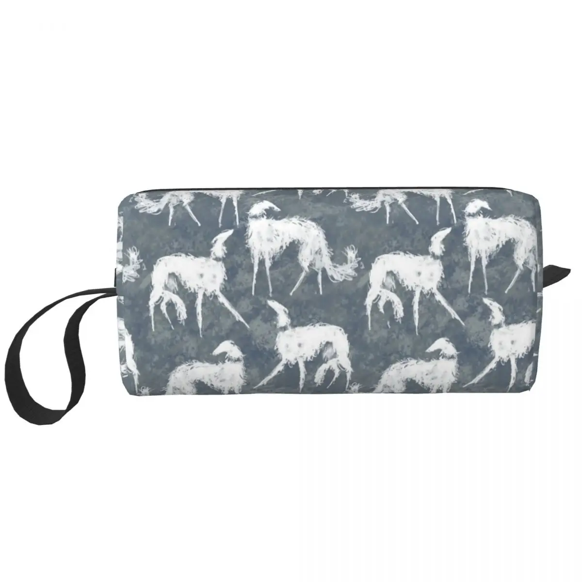 White Borsois Makeup Bag Pouch Cosmetic Bag for Men Women Greyhound Whippet Sighthound Dog Toiletry Bag Storage Pouch Bag