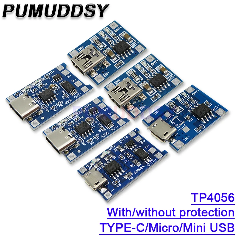 5PCS 5V Micro USB 1A 18650 TP4056 Lithium Battery Charging Board With Protection Charger Module TYPE-C/Micro/Mini USB