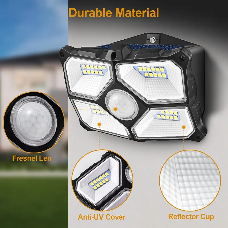 

Four-sided luminous solar wall light outdoor induction lamp waterproof solar lights garden lights human body induction lights