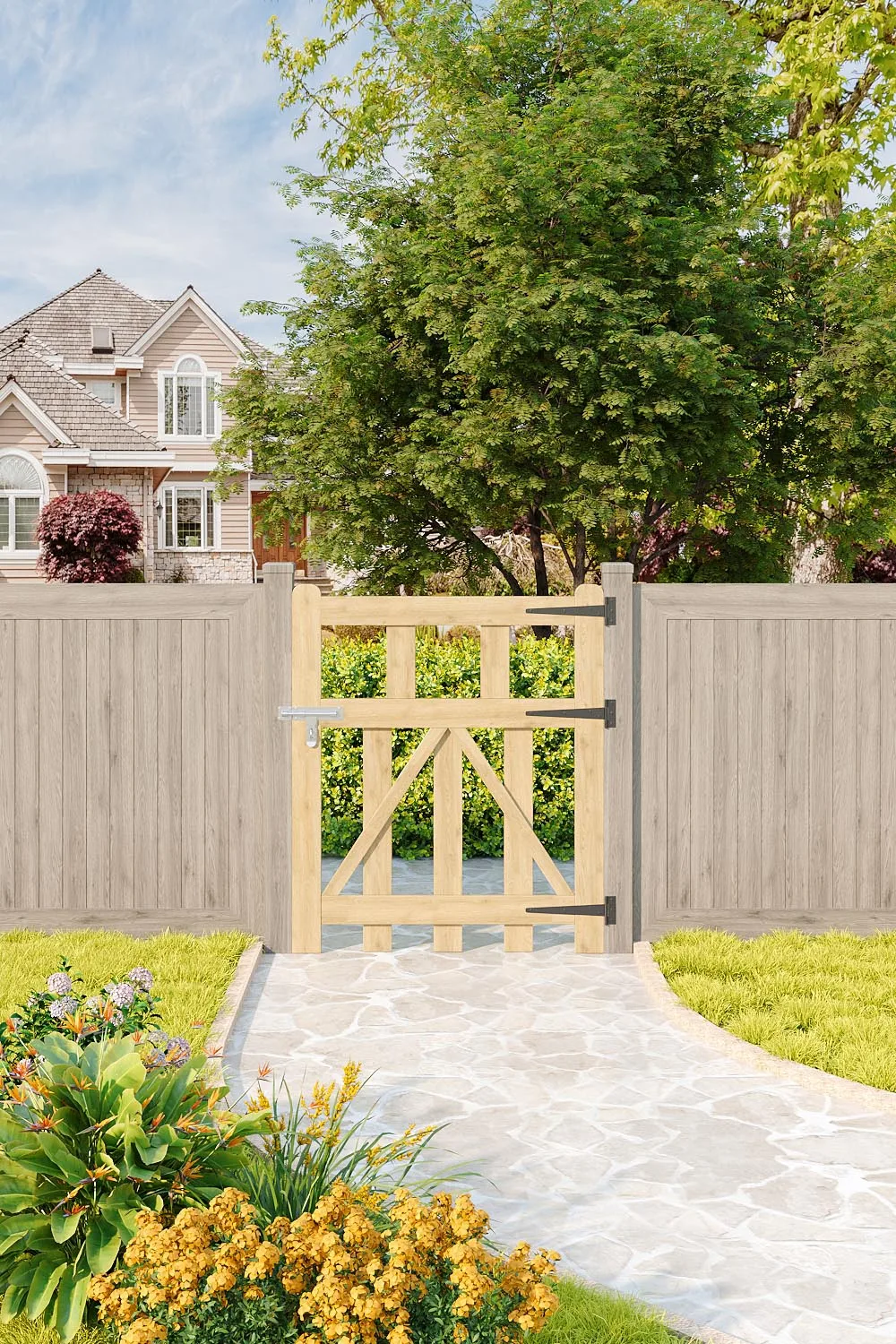 【Breeins】Garden wooden door carbonized anticorrosive wood fence door outdoor courtyard fence C