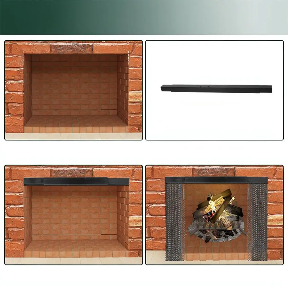 Fireplace Spark Screen Rod Adjustable Carbon Steel Support Practical Indoor Hearth Mesh Hanging Hardware Set