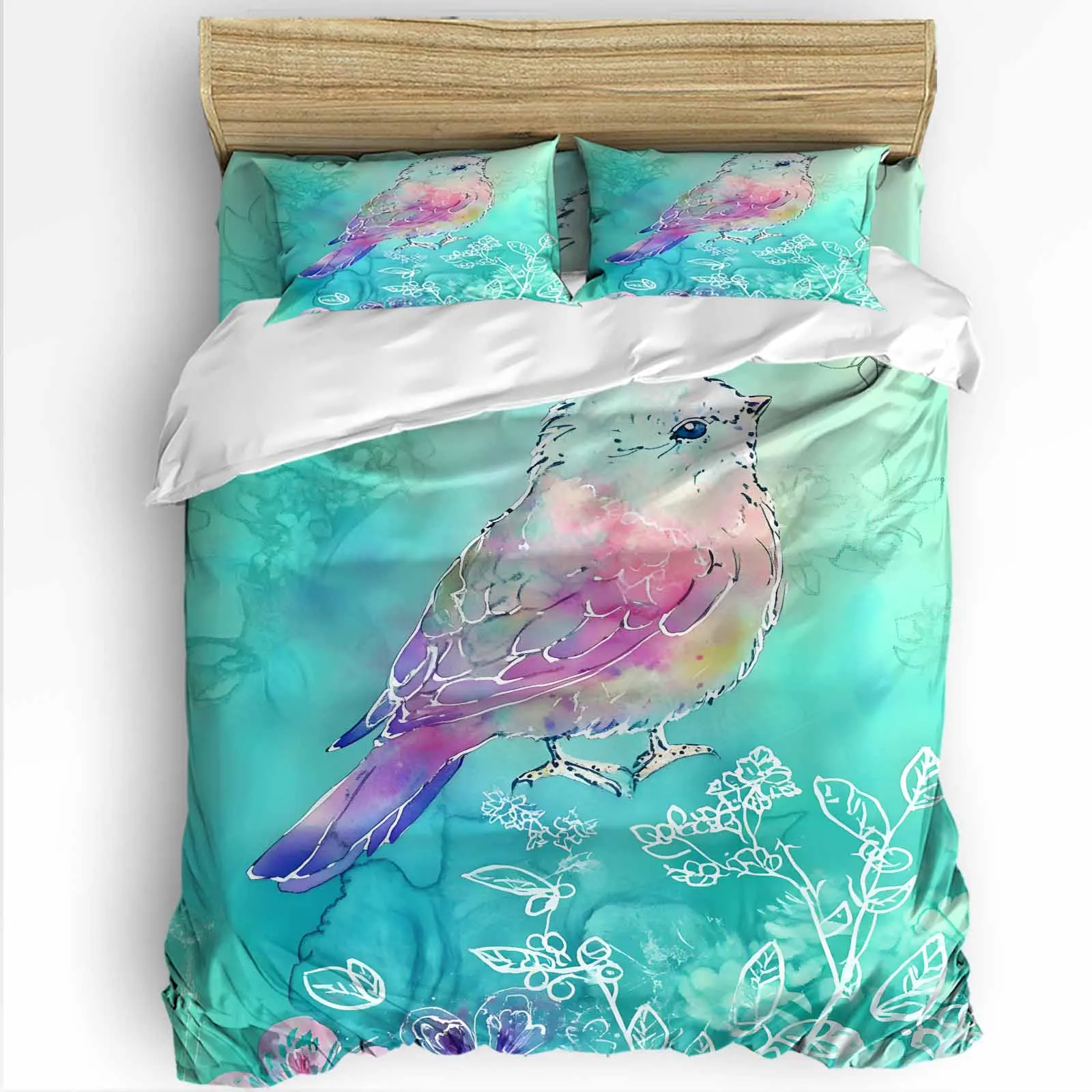 

Vintage Bird Animal Duvet Cover Set 2/3/4pcs Bedding Bed Sheet Pillowcases Cover Set