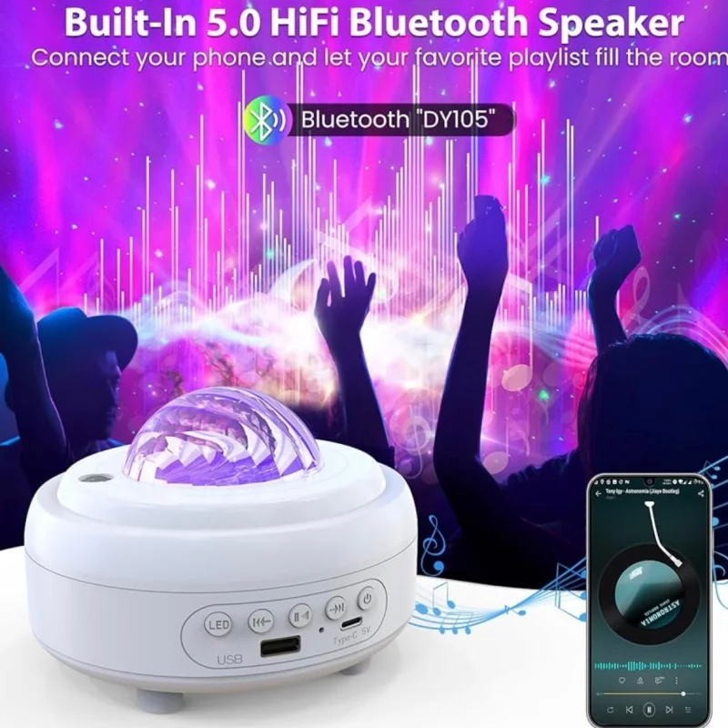 أضواء الشمالية السماء المرصعة بالنجوم ضوء الإسقاط USB بلوتوث جو القمر ضوء الليل لديكور الغرفة عيد الميلاد هدية عيد ميلاد