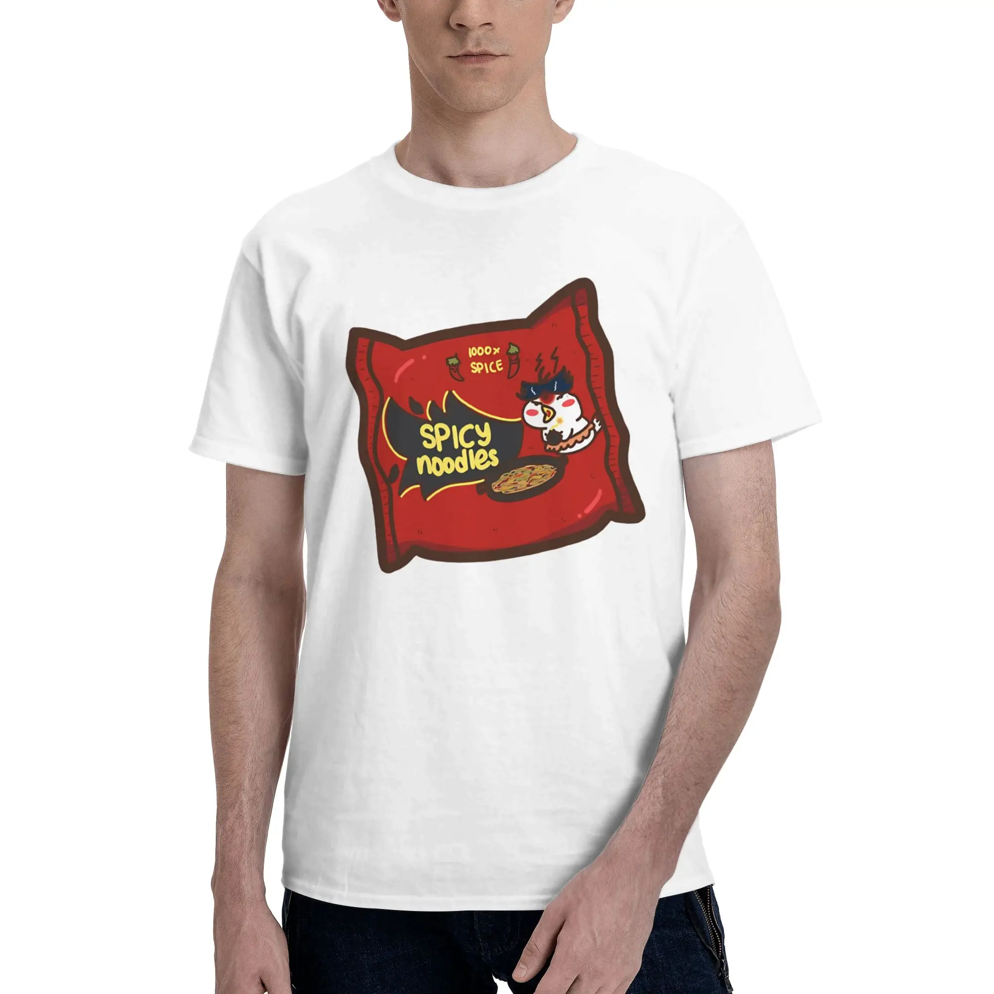 Instant Ramen T-Shirt, lustiges T-Shirt mit kurzen Ärmeln und Rundhalsausschnitt aus 100 % Baumwolle für Erwachsene, Herrenbekleidung, T-Shirt mit den würzigsten Nudeln