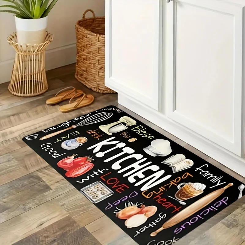 VIKAMA Best-Selling Knife And Fork Letter-Shaped Long Rug Easy To Clean For Restaurant Kitchen Water-Absorbing Mat For Home Deco
