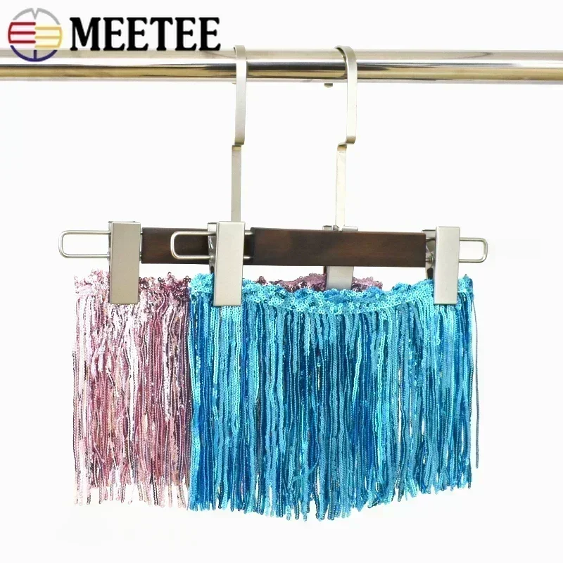 Meetee 1/2/3/5Yards 17cm Laser Sequins Tassel Lace Trim Glitter Fringe Ribbon for Show Clothes Dress Crafts Sewing Accessories