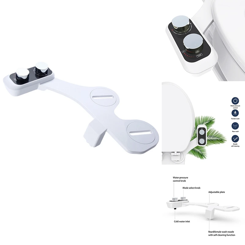 AB15-Bidet مرفق مرحاض فائق النحافة فوهة مزدوجة دوامة قابل للتعديل ضغط الماء غير بخاخ كهربائي