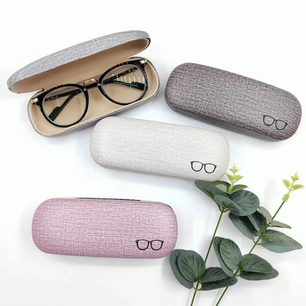 Fashion Glasses Case Hard Shell Linen Fabrics Eyewear Cases Cover Protective for Men Women Sunglasses Eyeglasses Glasses Box