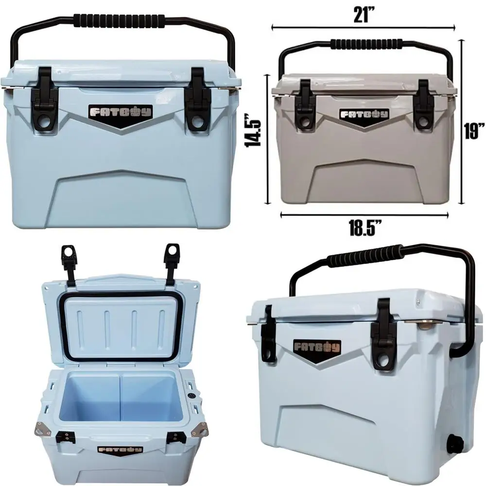 

Light Blue 20 Quart Roto Molded Hard Sided Cooler with Large Capacity for Outdoor Adventures and Family Gatherings