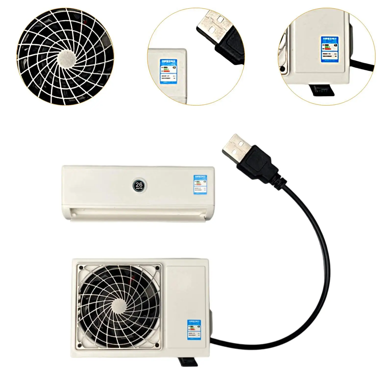 ديكور بيت الدمى USB مكيف هواء مصغر نموذج 1: 14 محاكاة مصغرة صغيرة ديكور المنزل مجموعات الأثاث الملحقات