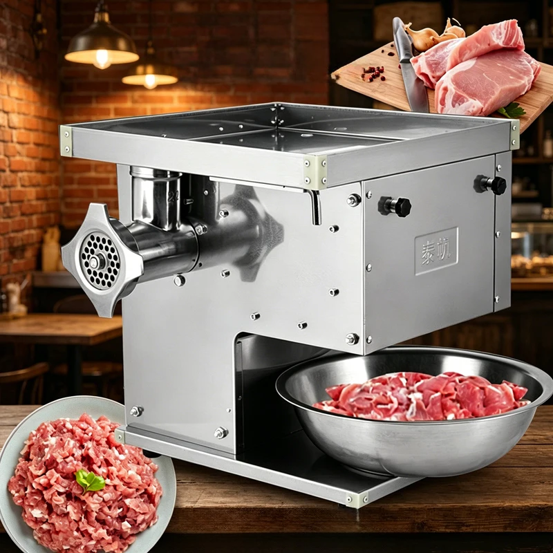 Electric Commercial Desktop Meat Cutter Stainless Steel Grinder for Kitchen Home Use