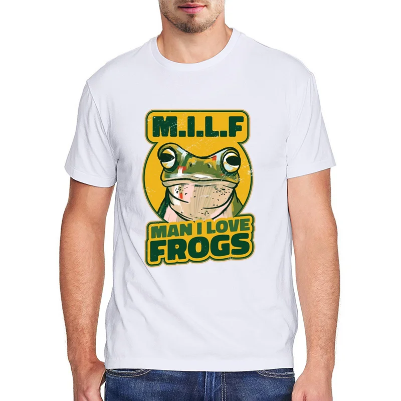 Kawaii Frog Graphic Short Sleeve Tops M.I.L.F Man I Love Frogs Retro Tops Men Clothing Unisex Casual Short-sleev Tops Camisetas