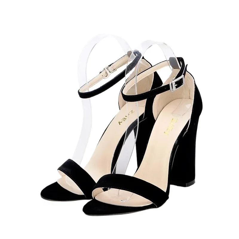 

Women Ankle Buckle Sandals Pumps Fashion Summer Comfortable Thick Heel Open Toe High Heels Sexy Pumps Party Dress Wedding Shoes
