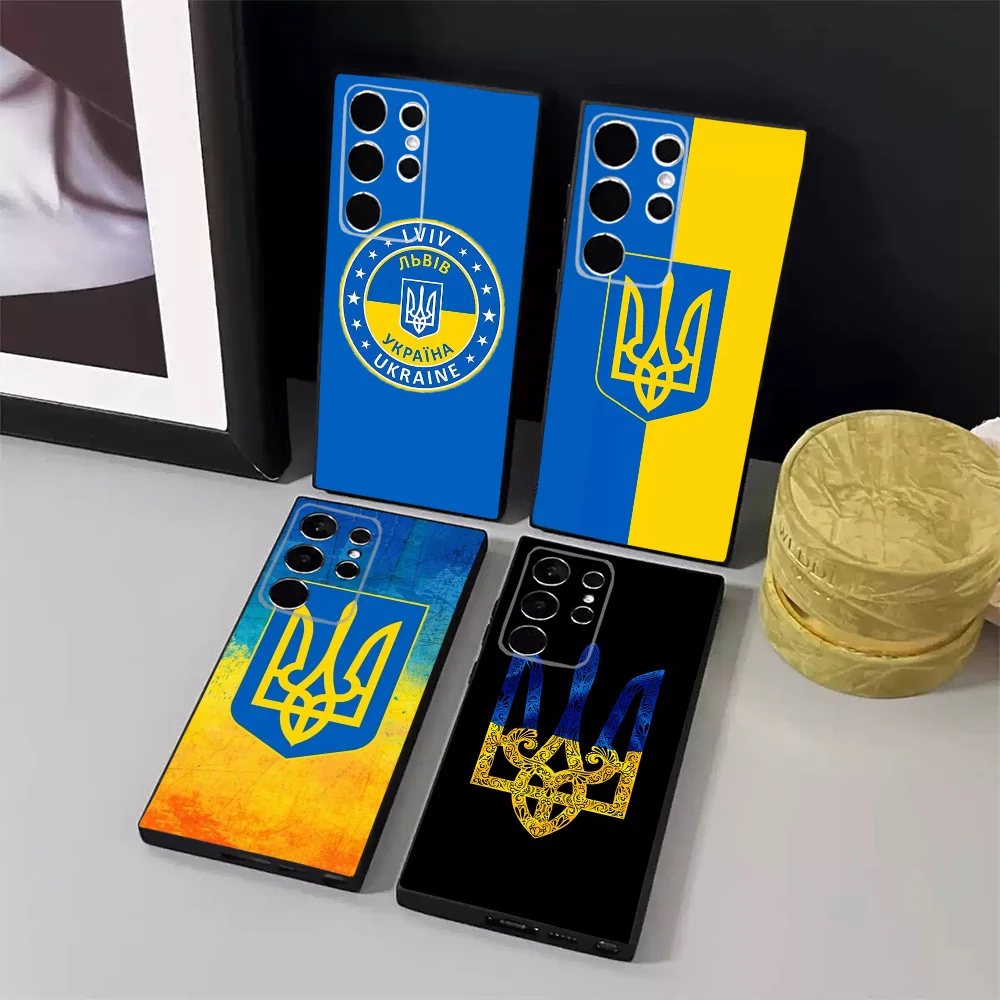 U-Ukraine Flag Phone Case For Samsung S24,23,22,30,21,10,9,Ultra,Plus,Lite,FE,5G Black Soft Case