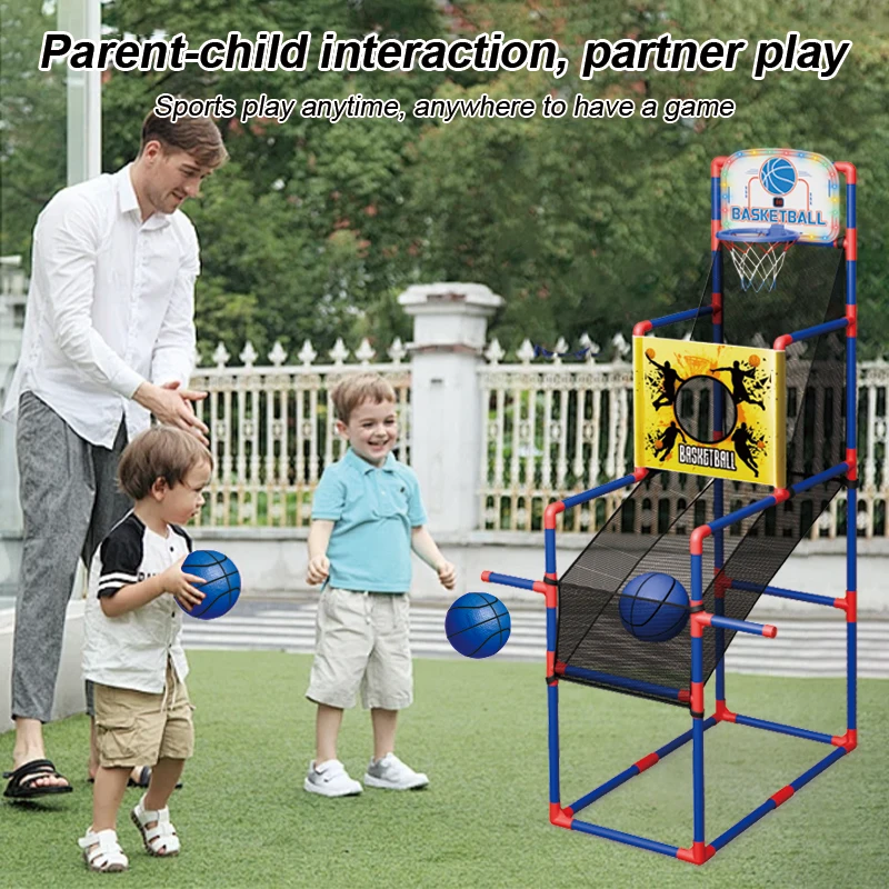 Single Shot Basketballspiel für drinnen und draußen mit 3 Bällen, leuchtende Arcade-Schießreifen, Basketballmaschinen für Kinder
