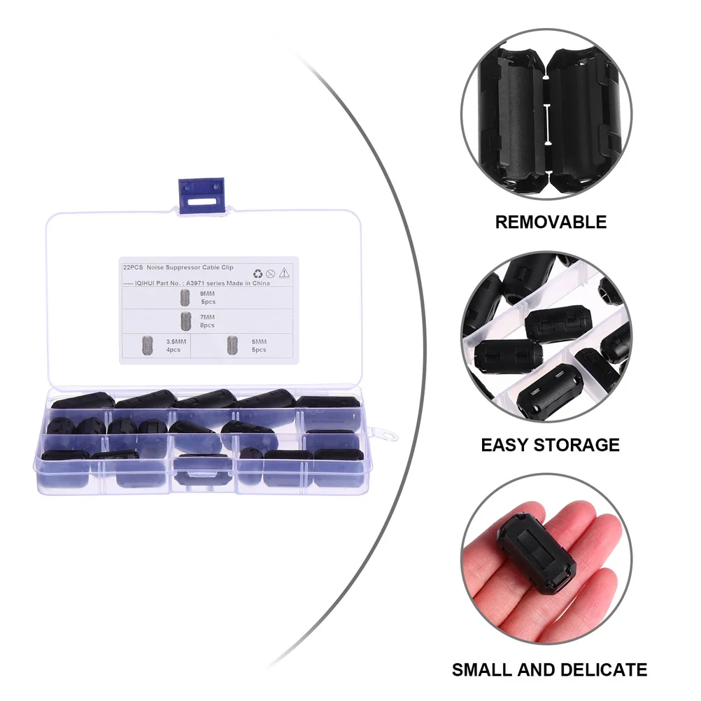 Clip- on Ferrite Anti-interference Degaussing Ring Noise Suppressor Filter Core Cord