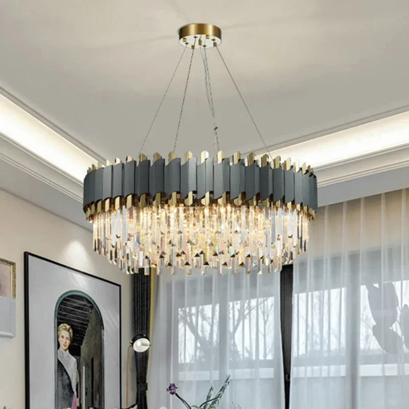 

New Modern Crystal Chandelier Chrome Lighting For Dining Room Bedroom Round Chandeliers Living Room Light Fixtures
