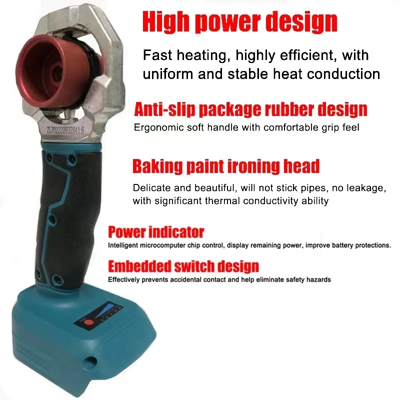 18V battery powered cordless PE/PPR Water Pipe Melter, Plastic Welding Machine,compatible for BL1830 1840 1850 1860 battery