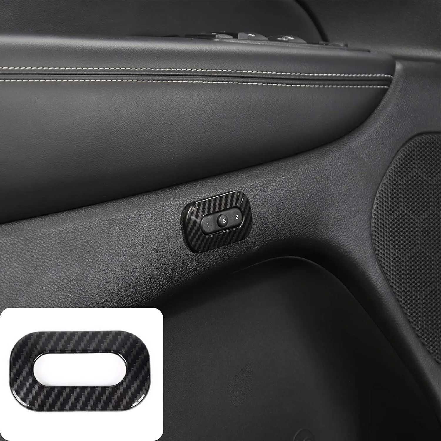 for Jeep Grand Cherokee 2011-2020 Seat Memory Button Cover Trim Decor Frame Sticker Car Accessories, Carbon