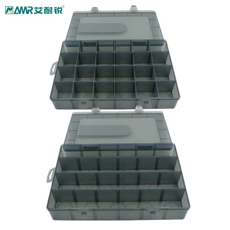 Hardware Box with Dividers 24 Compartments Small Parts Organizer with Moveable Grids Plastic Screw Box Store Nuts, Bolts, Screws