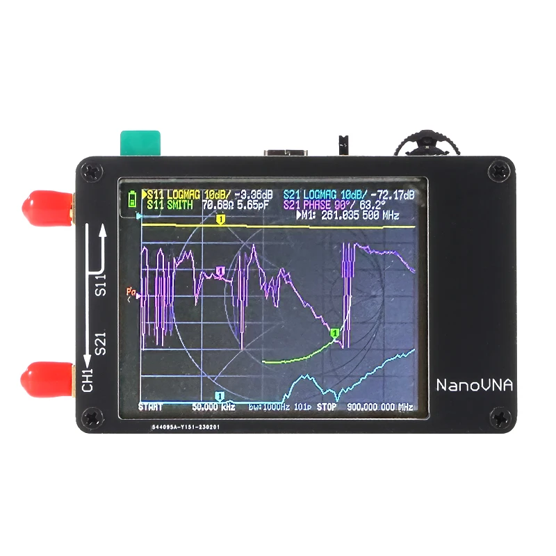 Metal Shield + battery NanoVNA VNA Vector network analyzer 50KHz-900MHz touch screen Shortwave MF HF VHF UHF Antenna Analyzer