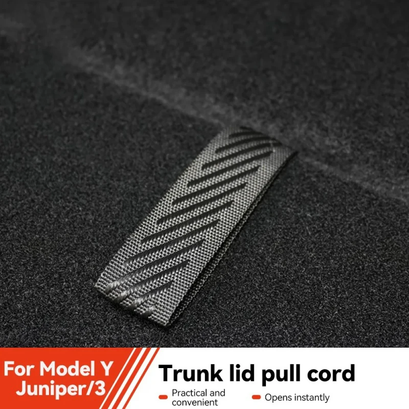 For Tesla Model 3/Y/YL Rear Trunk Rope DrawString Open Tail Box Cover Handle Pull Strap Car Organizer Accessories